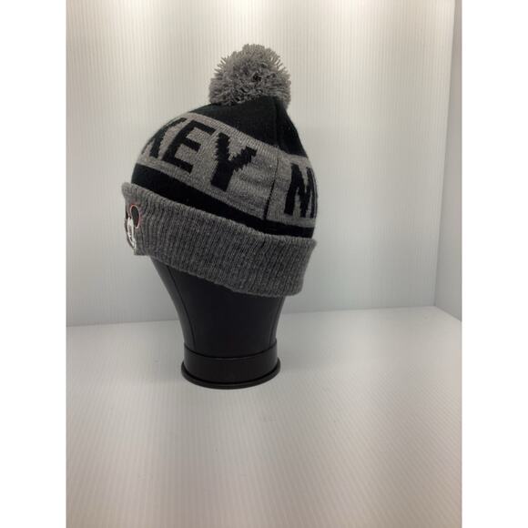 Disney Mickey Logo Pom Beanie Black & Gray - Picture 2 of 2